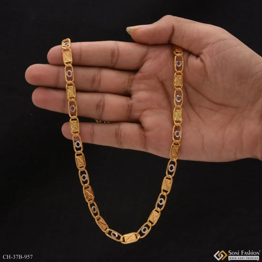 1 Gram Gold Forming Nawabi Casual Design Premium-Grade Quality Chain - Style B957