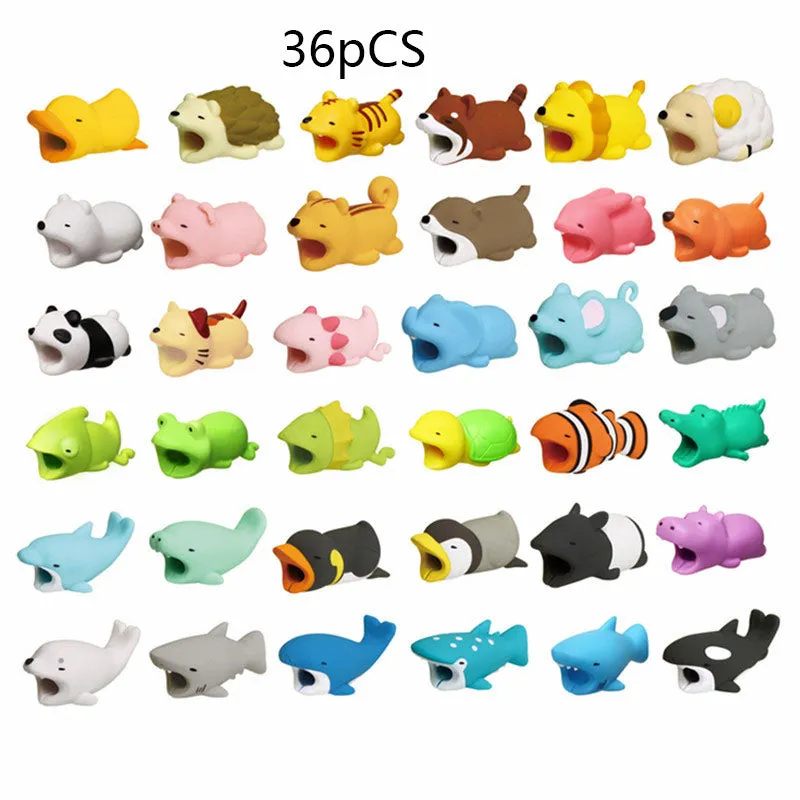 1 pcs Animal Cable bites Protector for Iphone protege cable buddies cartoon Cable bites kabel diertjes Phone holder Accessory