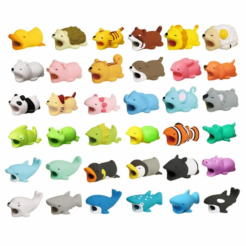 1 pcs Animal Cable bites Protector for Iphone protege cable buddies cartoon Cable bites kabel diertjes Phone holder Accessory