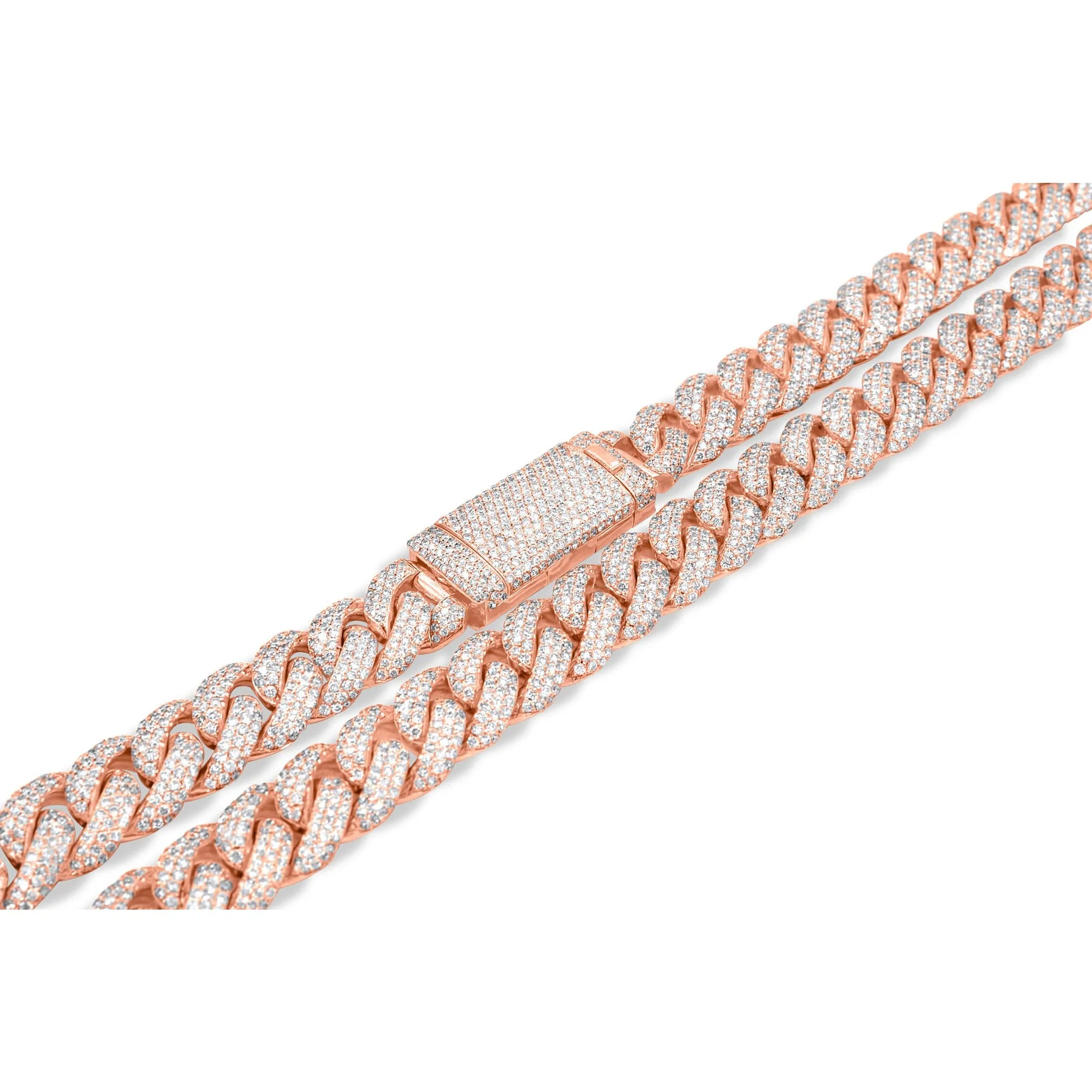 10k Rose Gold Diamond Cuban Chain 14.5mm 32.00ctw