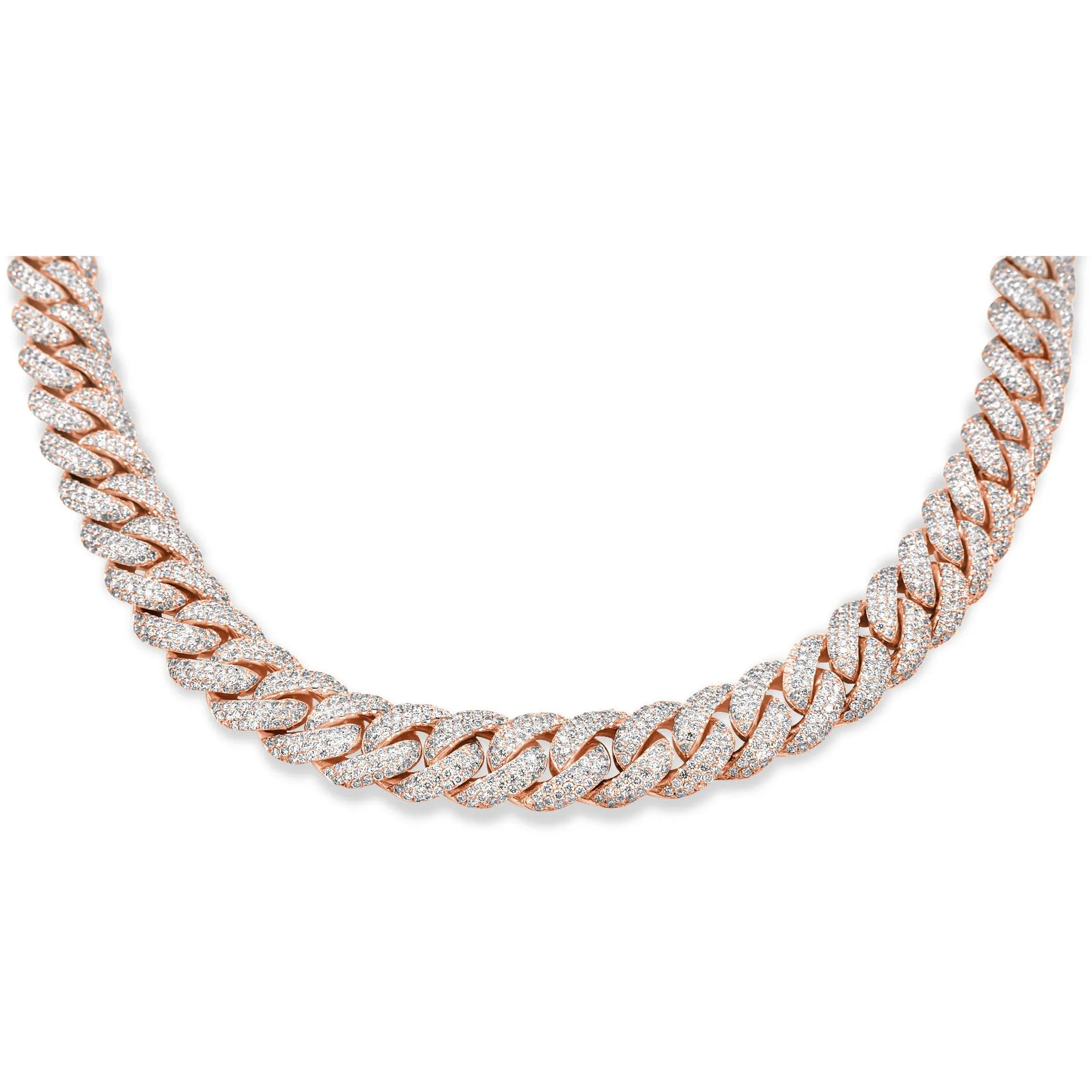 10k Rose Gold Diamond Cuban Chain 14.5mm 32.00ctw