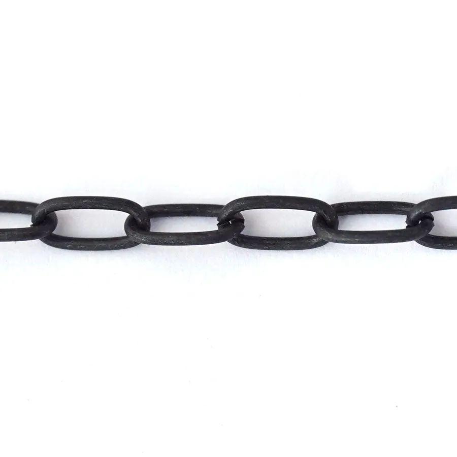 11.6mm Matte Black Finish Steel Thin Paperclip Cable Chain