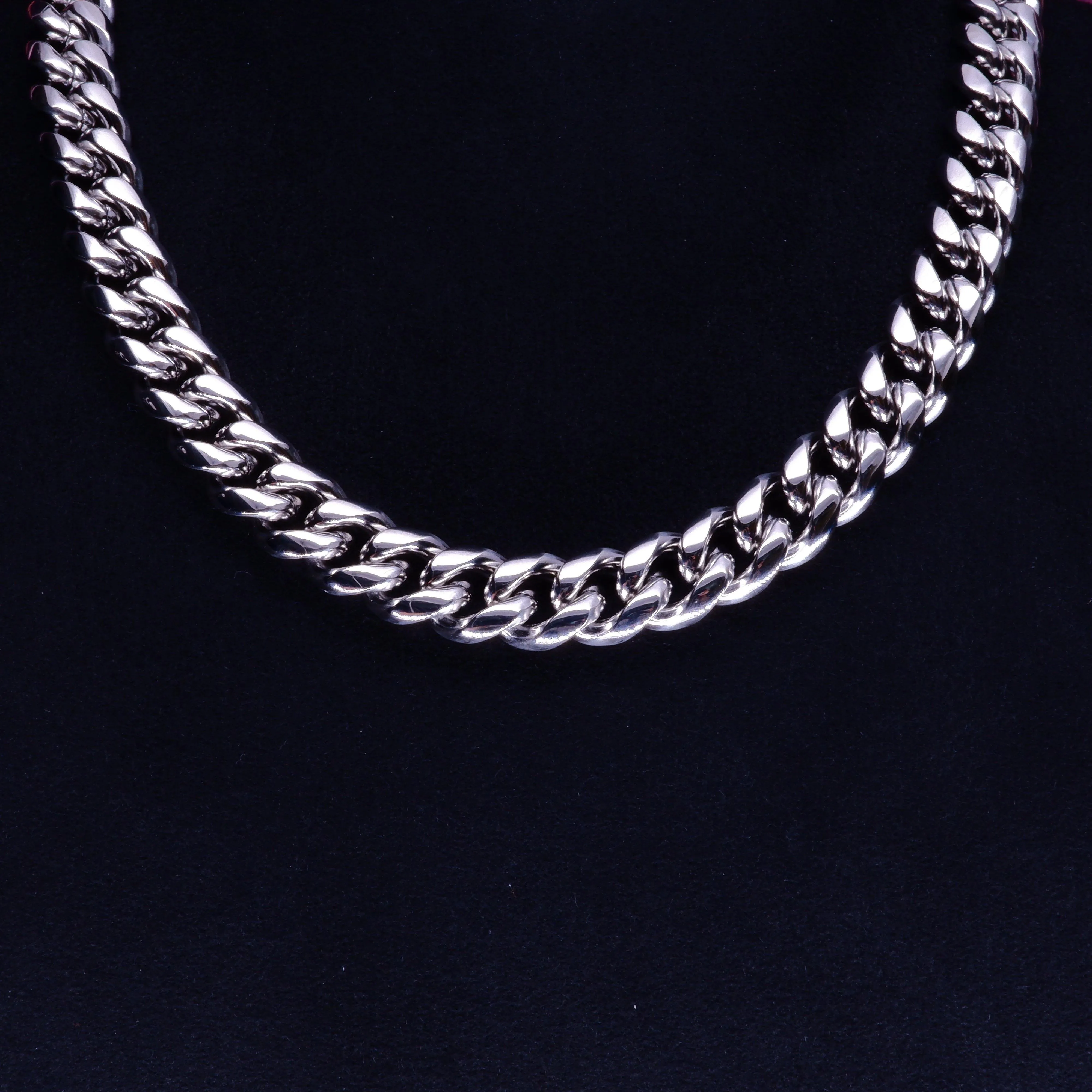 12mm 18K WhiteGold-Plated Classic Miami Cuban Link