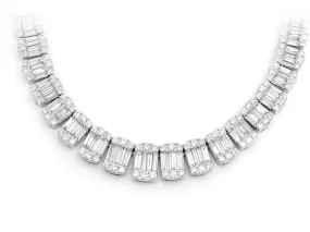 14k White Gold Graduated Baguette Tennis Chain 32.00 ctw