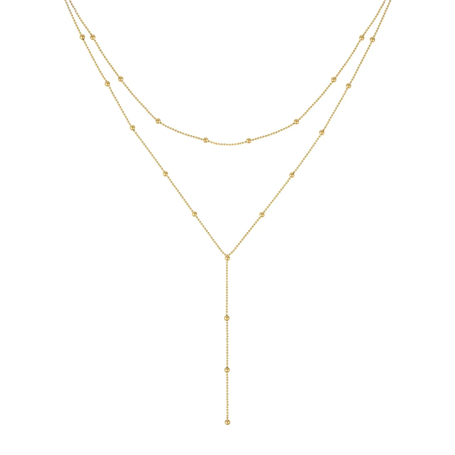 14KT GOLD DOUBLE STRAND "Y" NECKLACE