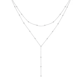 14KT GOLD DOUBLE STRAND "Y" NECKLACE