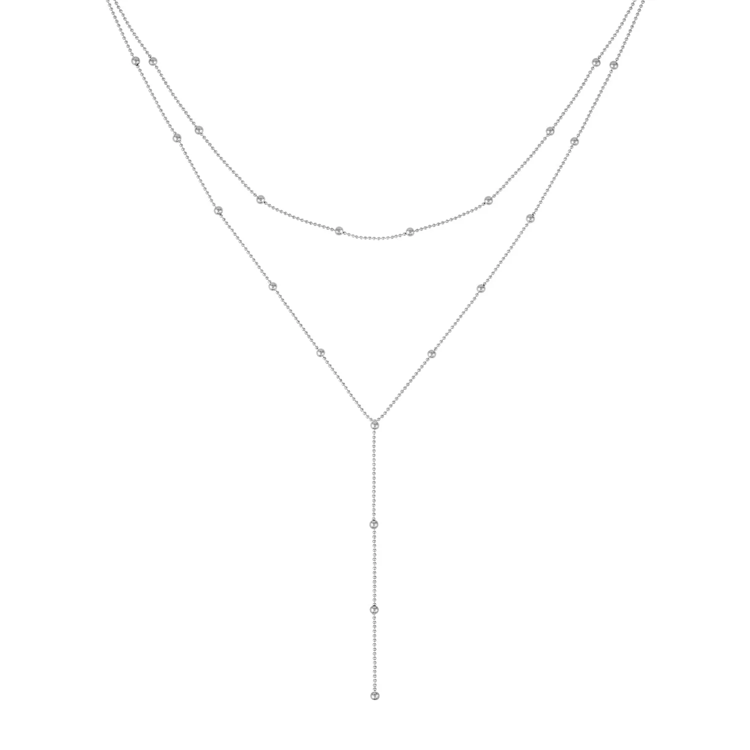 14KT GOLD DOUBLE STRAND "Y" NECKLACE