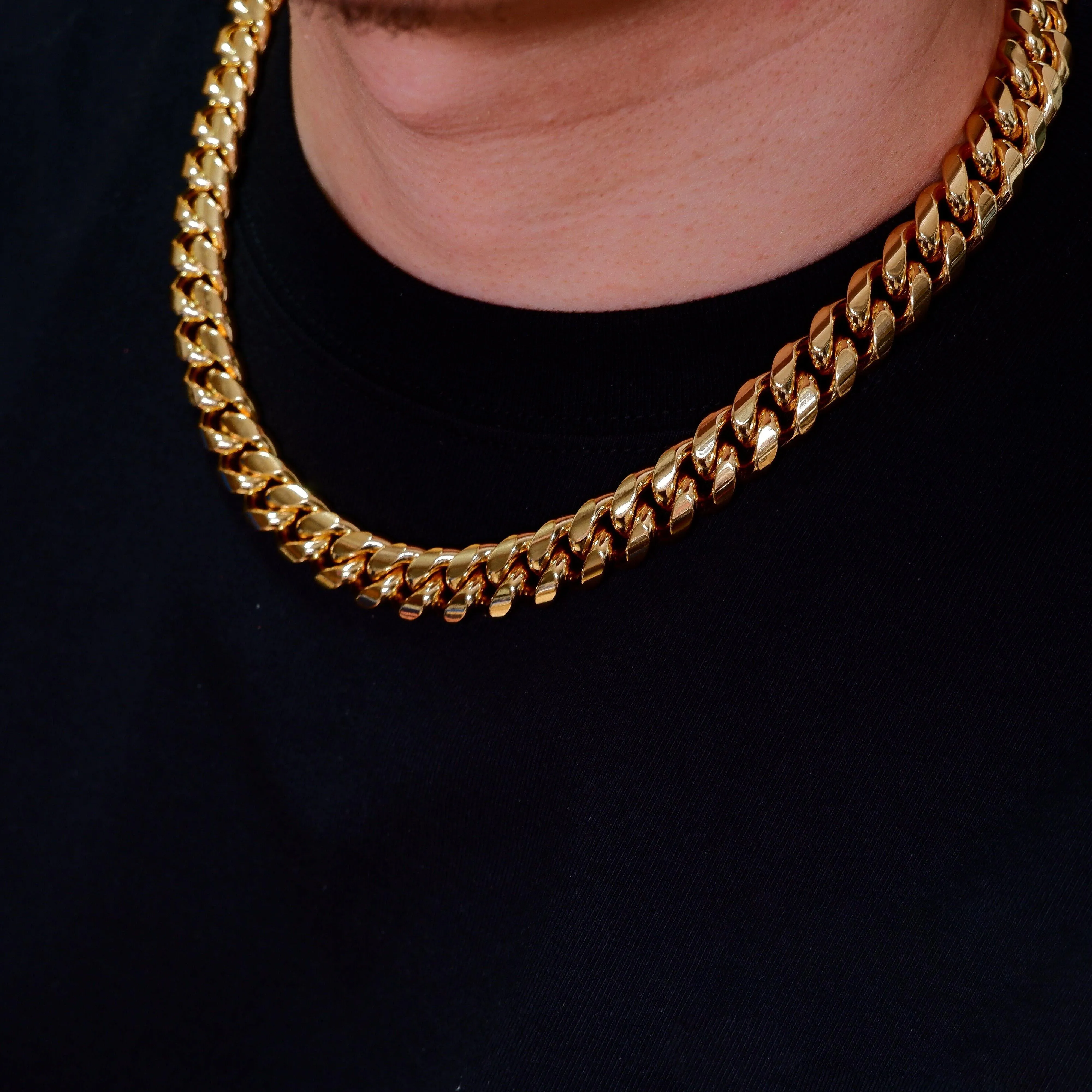 14mm 18K Gold-Plated Classic Miami Cuban Link