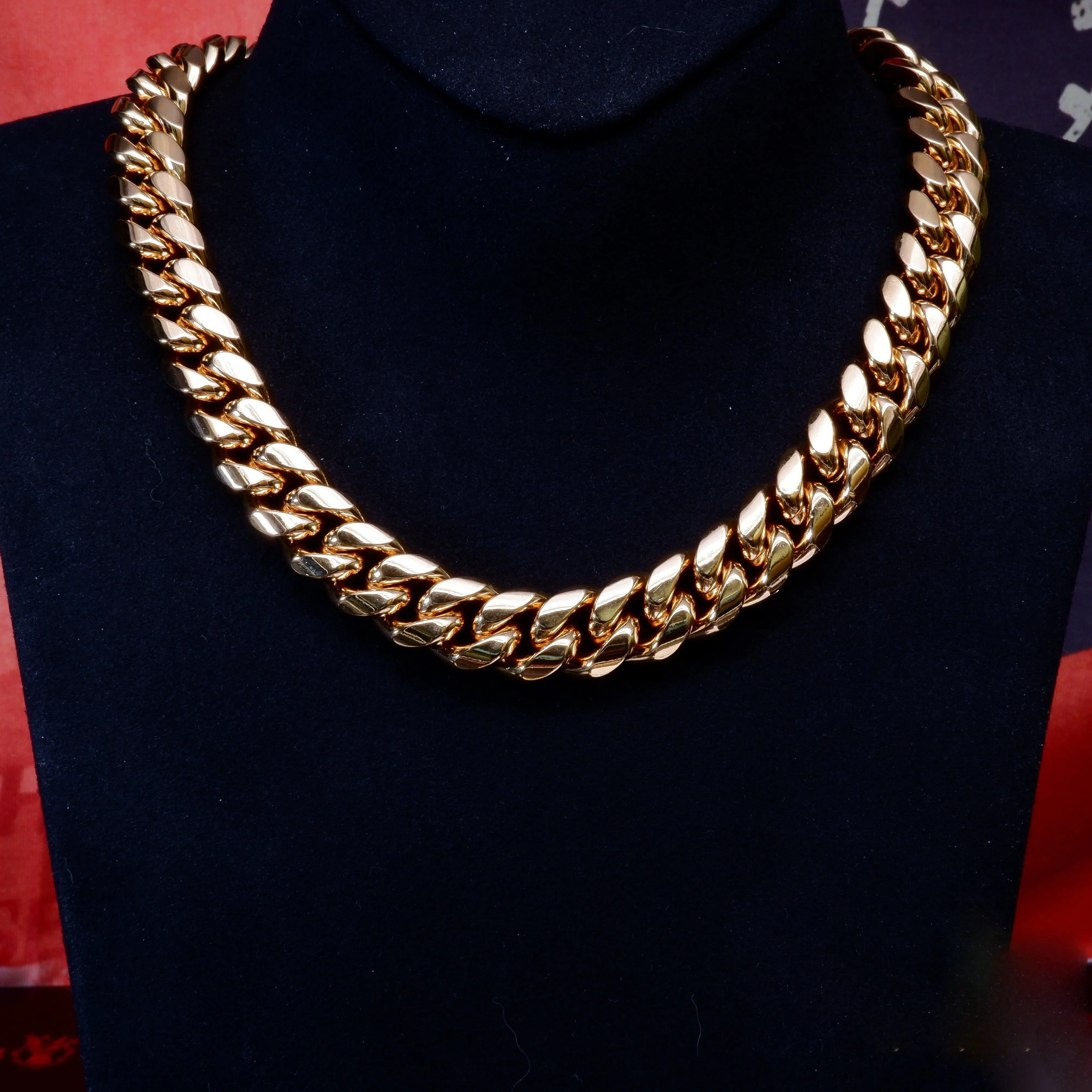 14mm 18K Gold-Plated Classic Miami Cuban Link