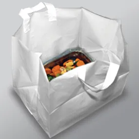 14" x 11.5" x 12"   11.5"BG 3 mil Unprinted White Take Out Bag w/ Loop Handle, 200/CS