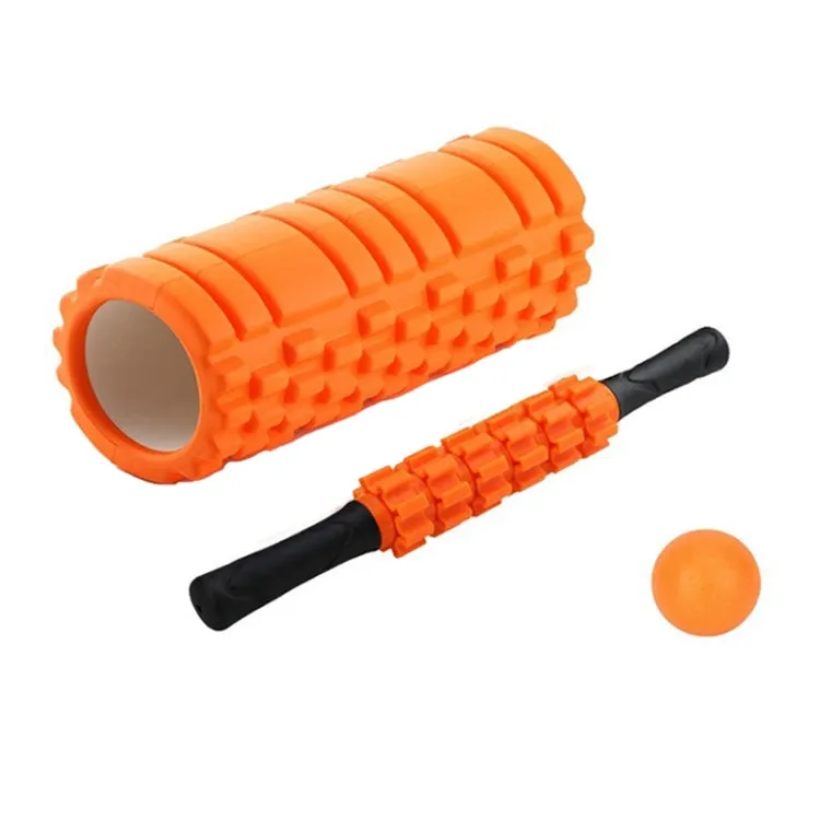 45cm 3pcs/set EVA Hollow Foam Roller Muscle Relaxation Roller Yoga Column Set Fitness Equipment(Orange)