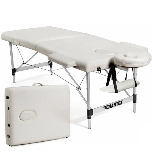 84 Inch L Portable Adjustable Massage Bed with Carry Case for Facial Salon Spa -White