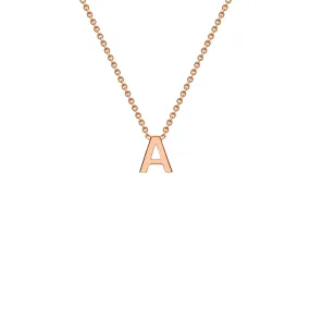 9K Rose Gold 'A' Initial Adjustable Letter Necklace 38/43cm