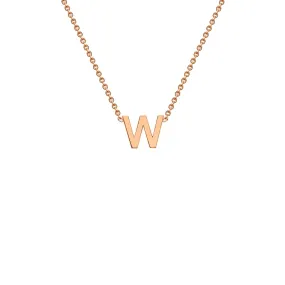 9K Rose Gold 'W' Initial Adjustable Letter Necklace 38/43cm