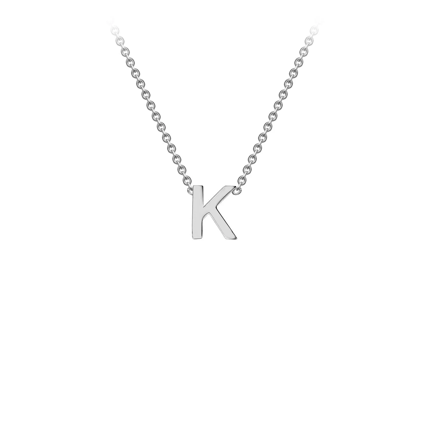 9K White Gold 'K' Initial Adjustable Letter Necklace 38/43cm