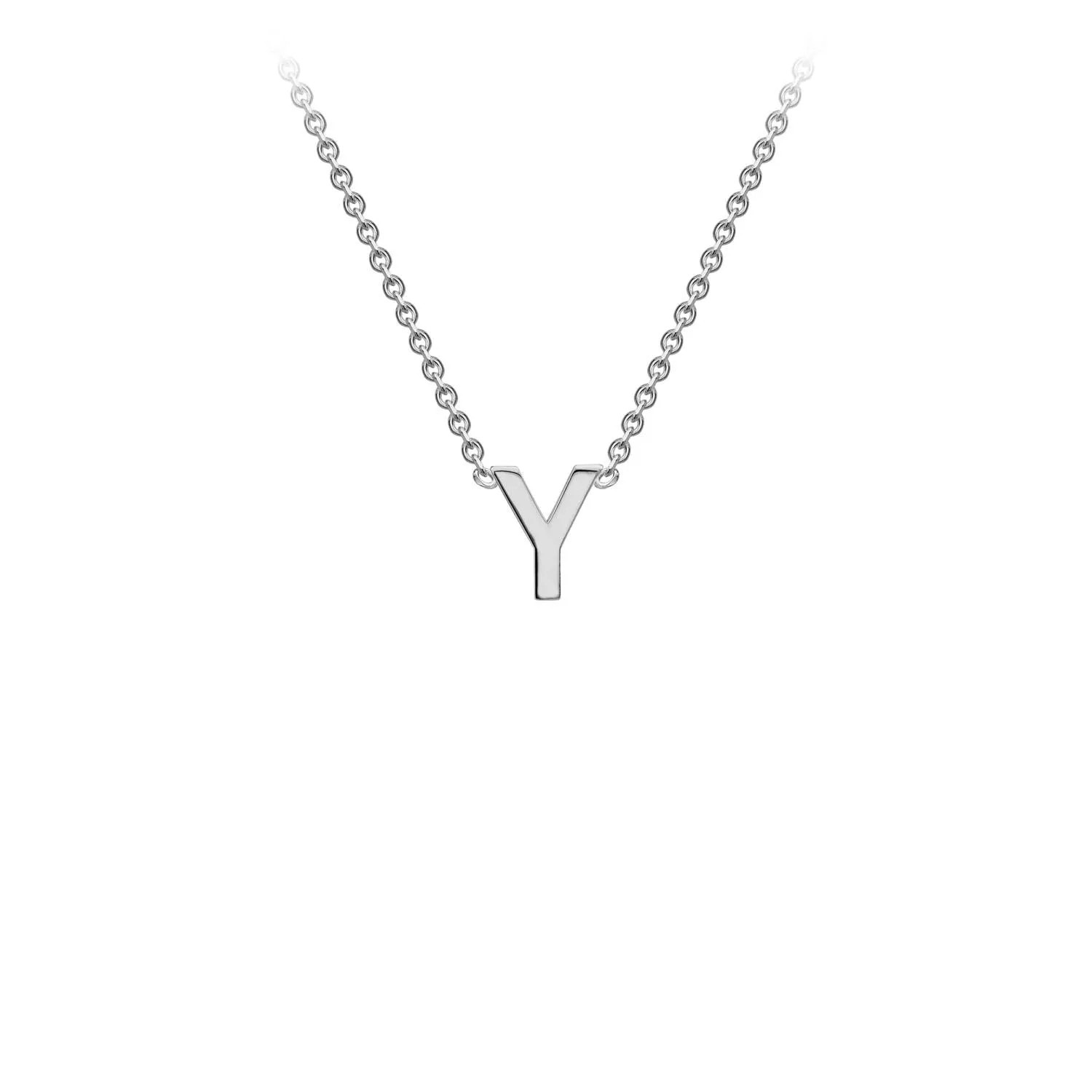 9K White Gold 'Y' Initial Adjustable Letter Necklace 38/43cm