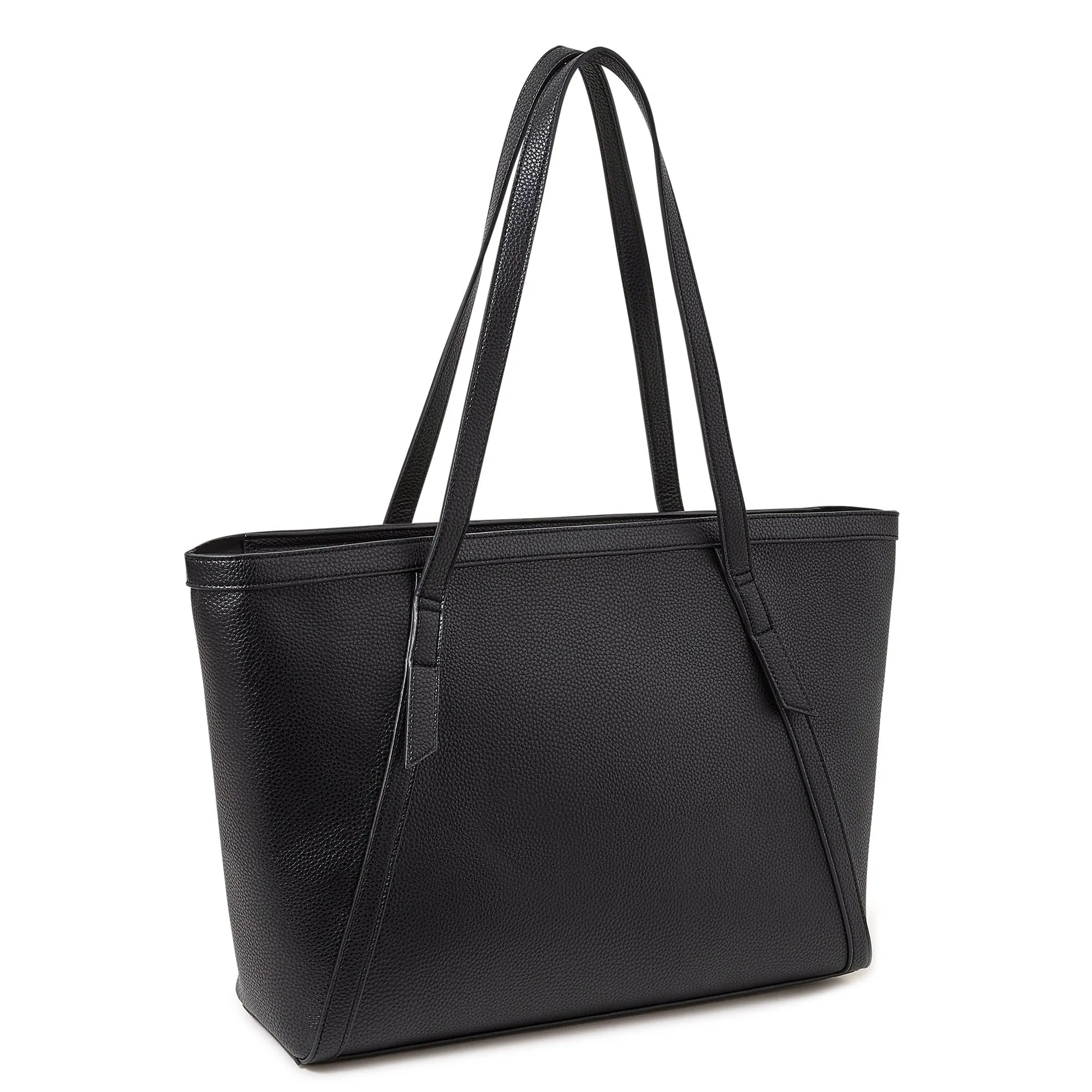 Accessorize London Women's Faux Leather Black Artisan Strap Detail Work Tote Bag