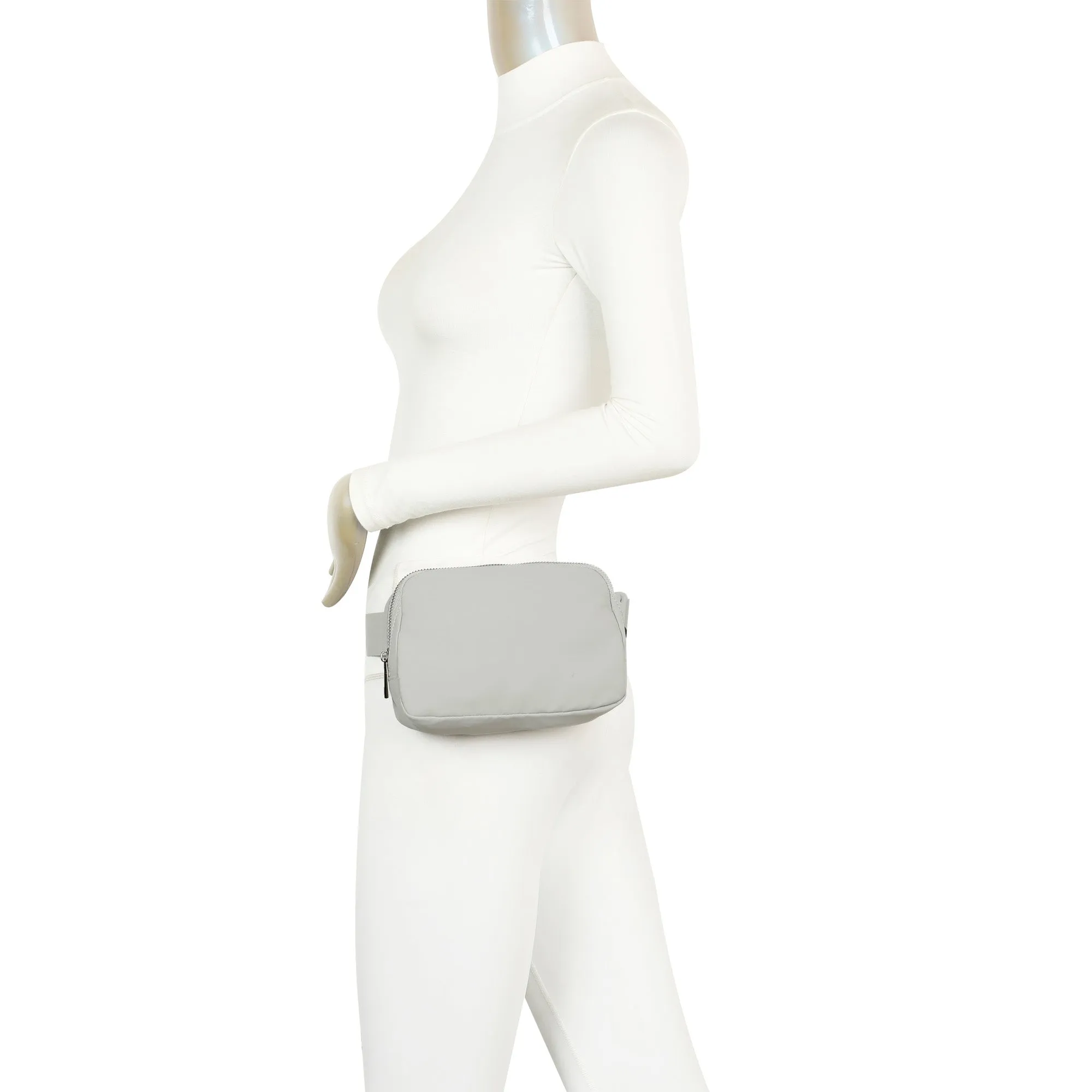 Adelaide's Water Repellent Nylon Belt Fanny Bag - Light Grey