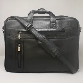 Ambitie Rank Genuine Leather Black Laptop Bag