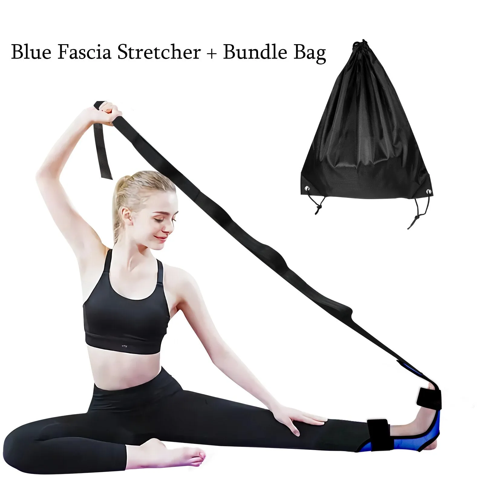 Anyfit Yoga Band Stretcher Solid Blue Strap Resistance Belt Pilates Exercise Stretcher Fitness Tool With Bundle Bag