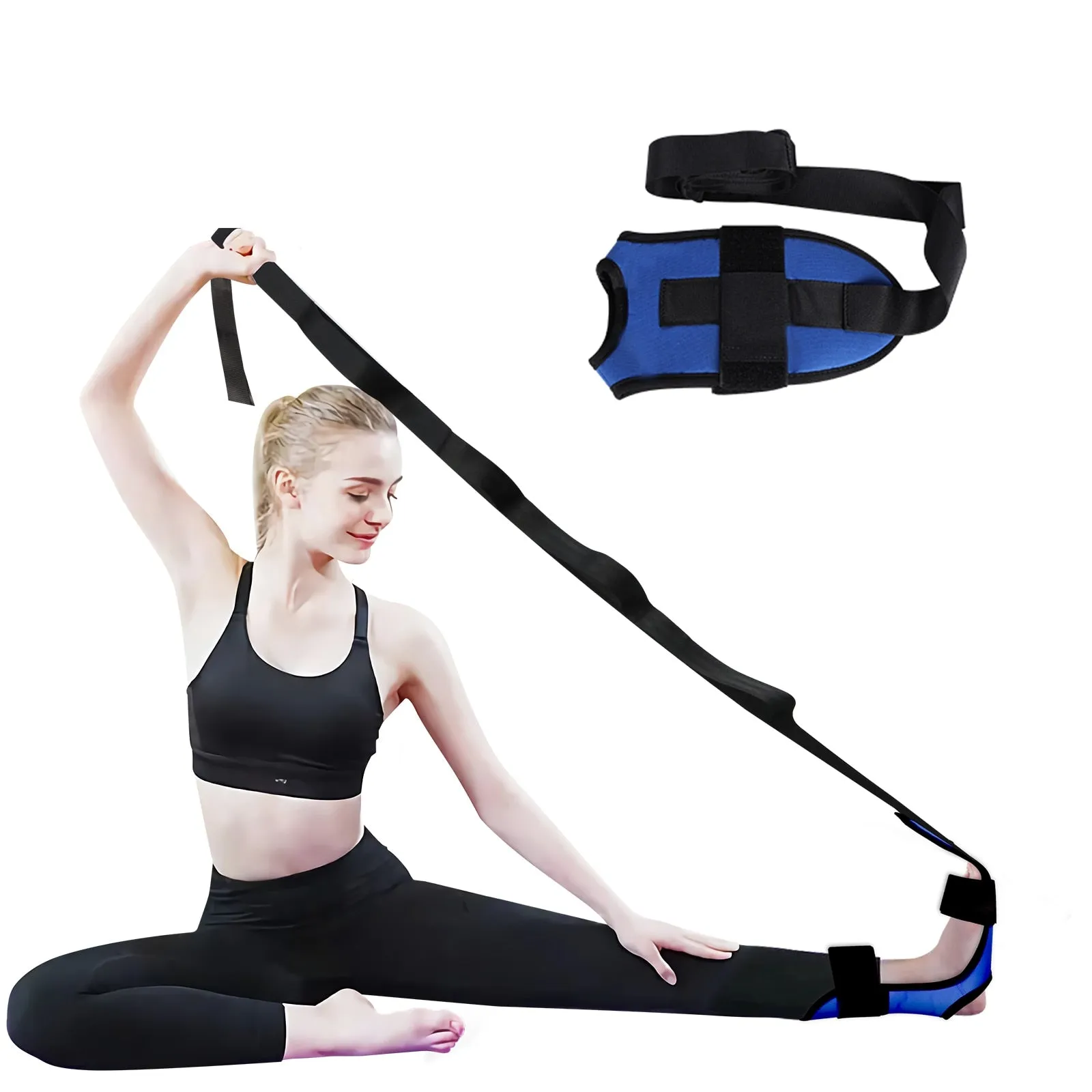 Anyfit Yoga Band Stretcher Solid Blue Strap Resistance Belt Pilates Exercise Stretcher Fitness Tool