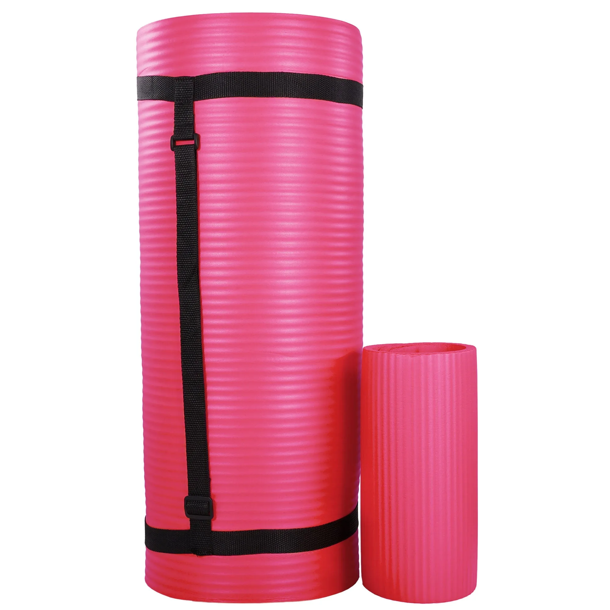 BalanceFrom 71"x24" Anti Tear Yoga Mat w/Strap, Knee Pad & Blocks,Pink(Open Box)