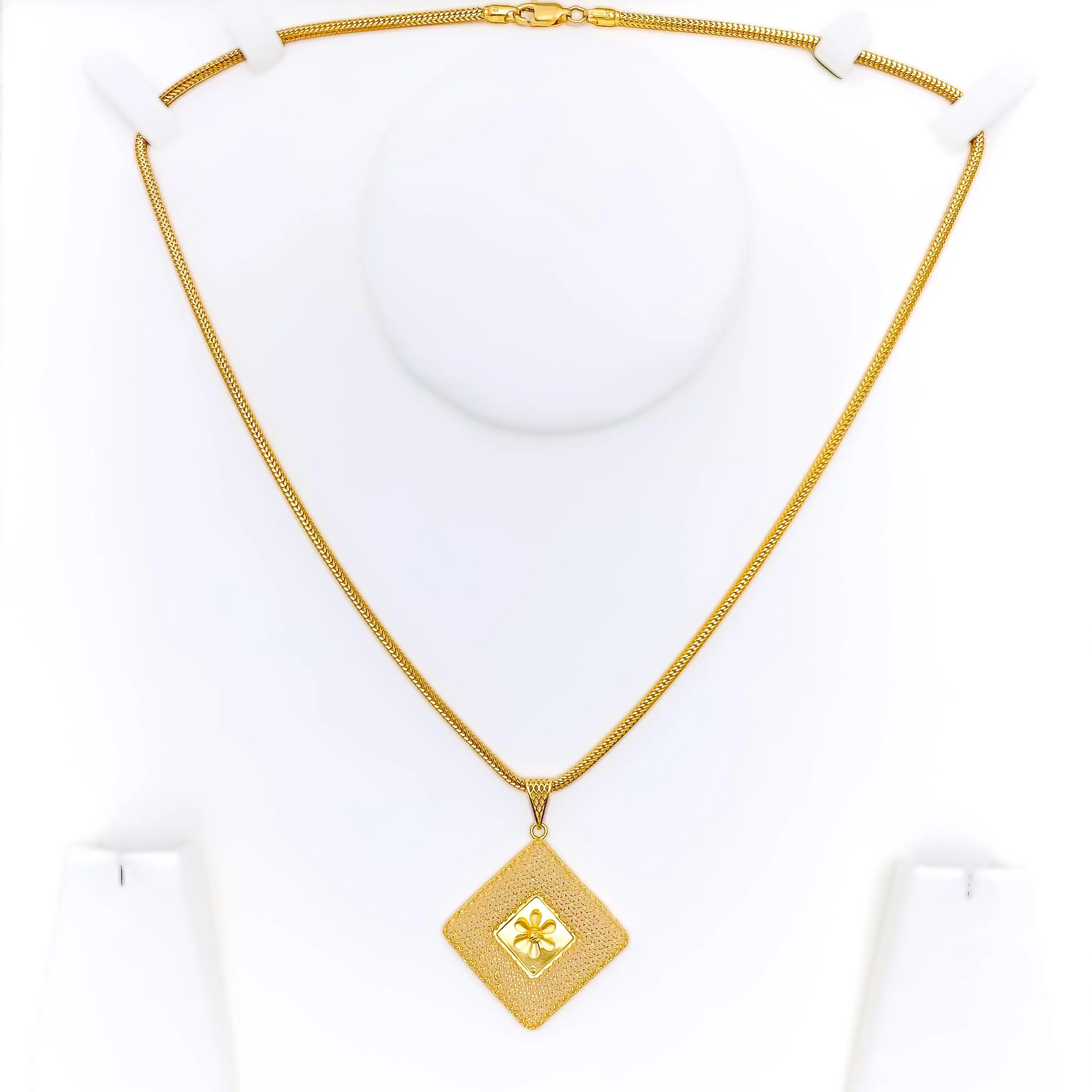 Beautiful Blooming Square 22K Gold Pendant