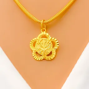 Beautiful Floral 22k Gold Khanda Pendant