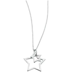 Beginnings Double Star Necklace - Silver