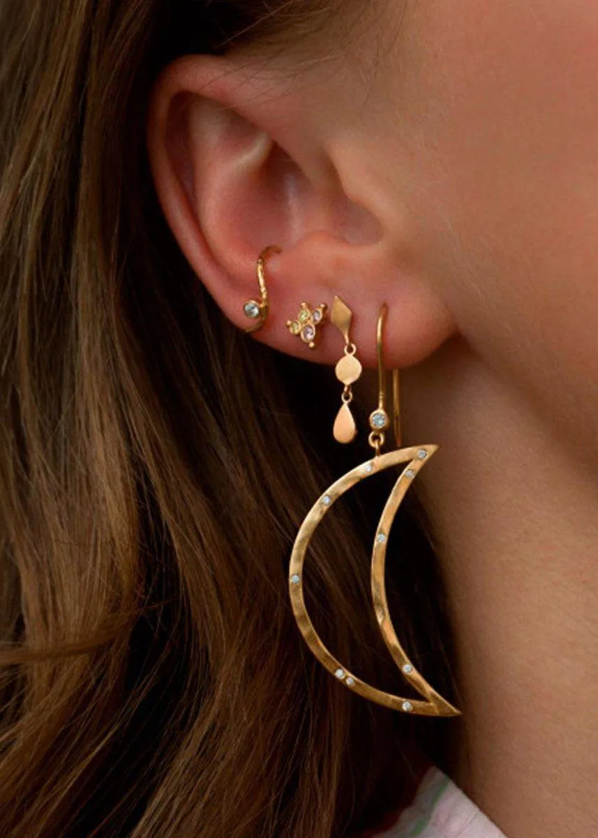 Big Bella Moon with Stones Ear - Gold