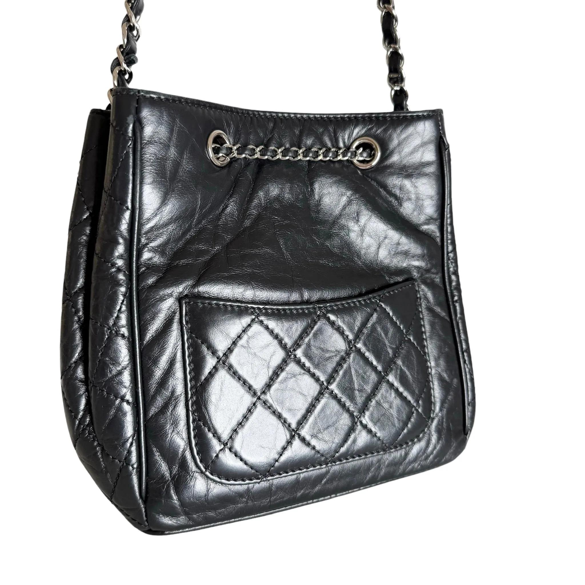 Black Drawstring Crossbody Bag