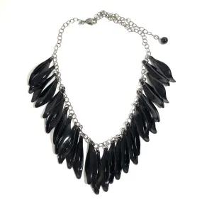 Black Jingle Leaves Necklace - Adjustable Gun Metal Chain