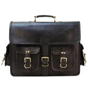 Black Leather Laptop Briefcase Large Satchel Shoulder Messenger Bag