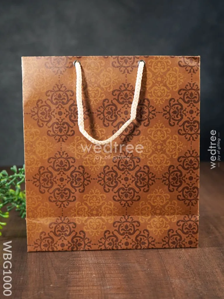 Brown Floral Printed Paper Bag - WBG1000