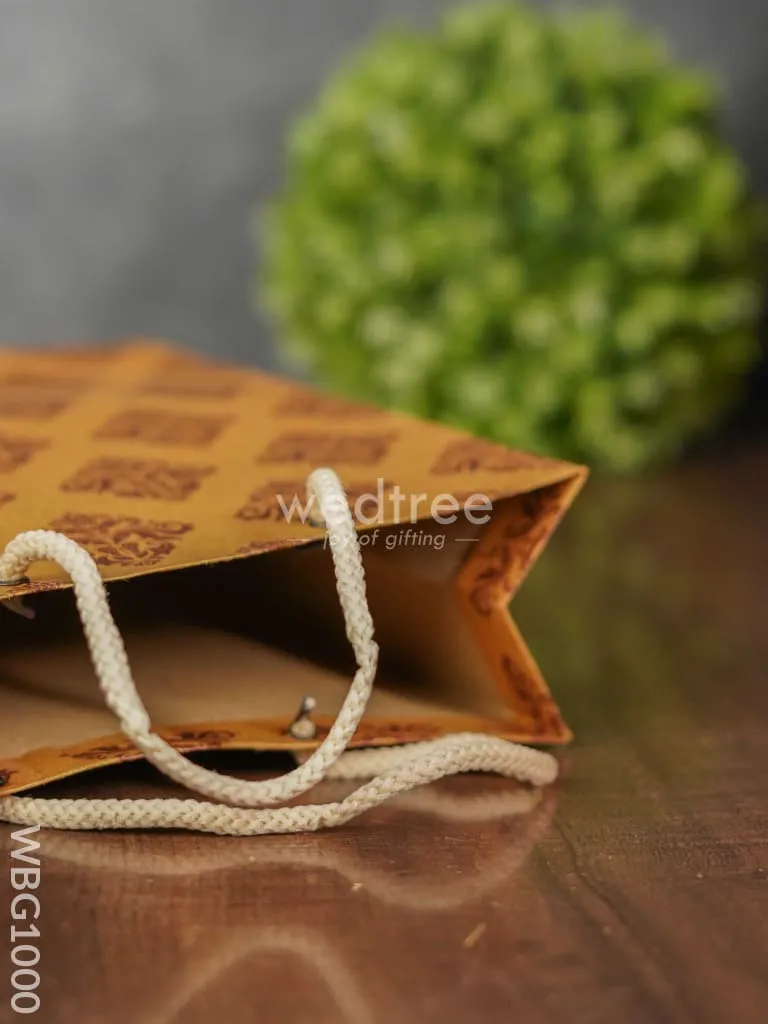 Brown Floral Printed Paper Bag - WBG1000