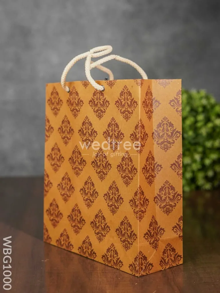 Brown Floral Printed Paper Bag - WBG1000