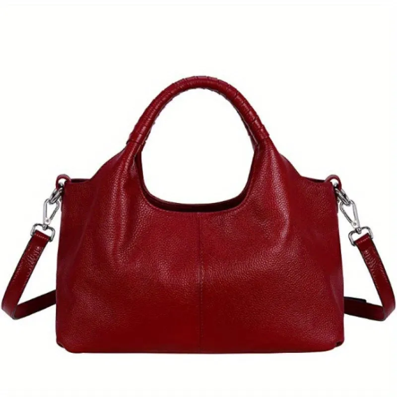 Brown Luxurious PU Leather Tote Bag - Perfect for Everyday Commuting and Shopping: Zip Closure, Removable Shoulder Strap