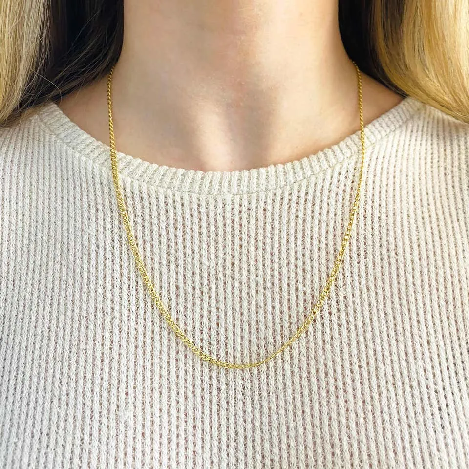 Cable Chain Necklace, 14 Karat Yellow Gold