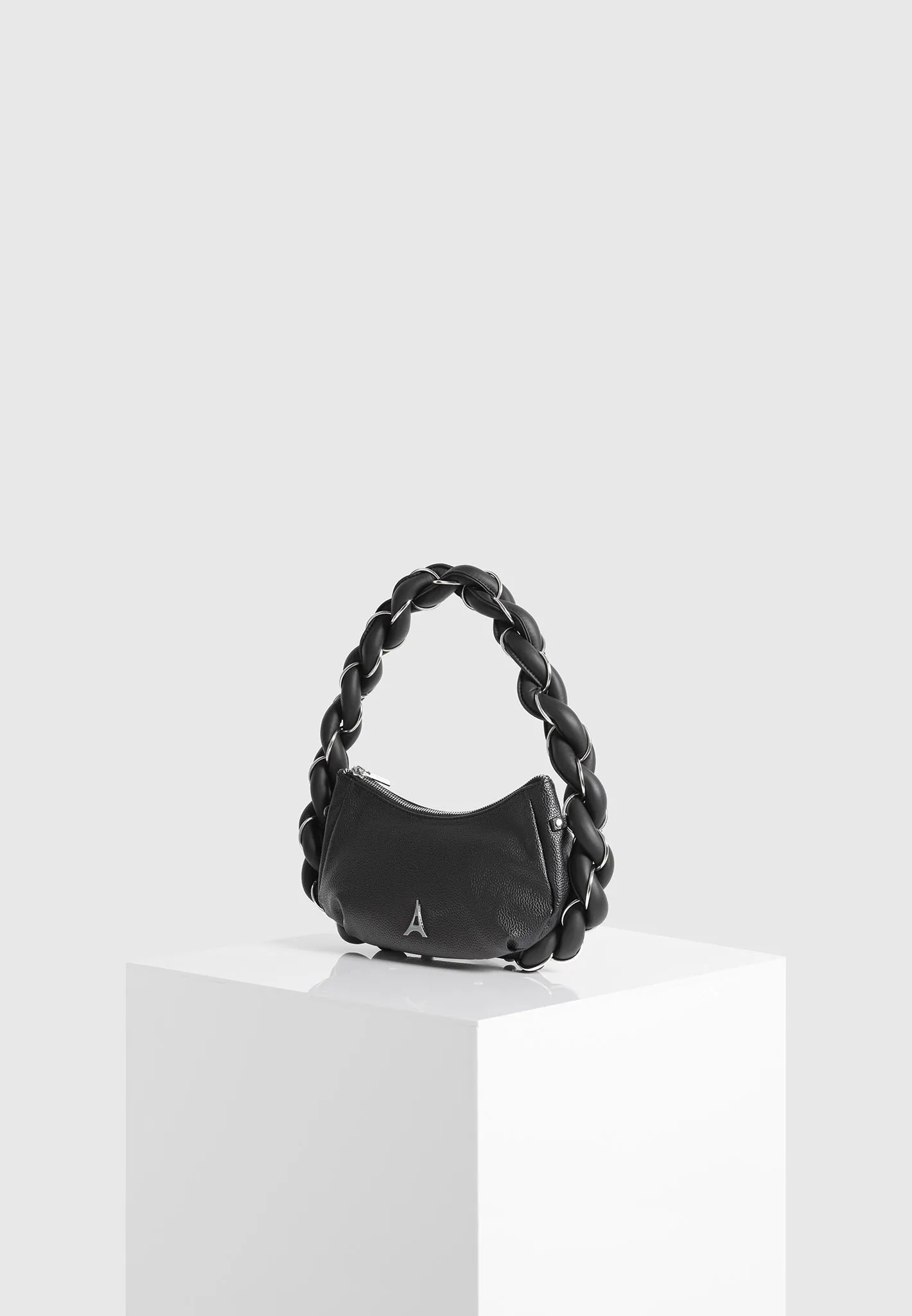 Chain Plaited Rope Handbag - Black