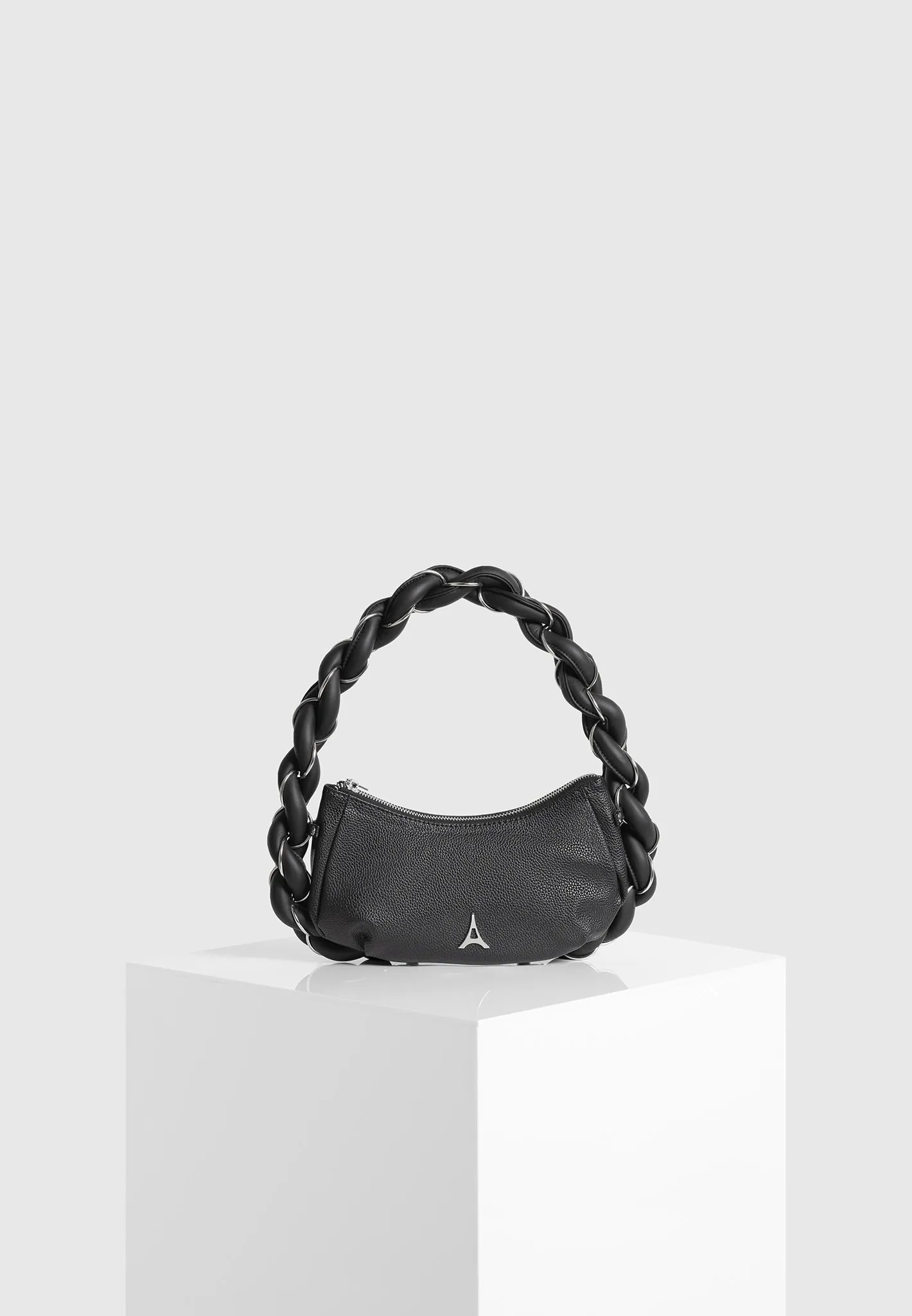 Chain Plaited Rope Handbag - Black