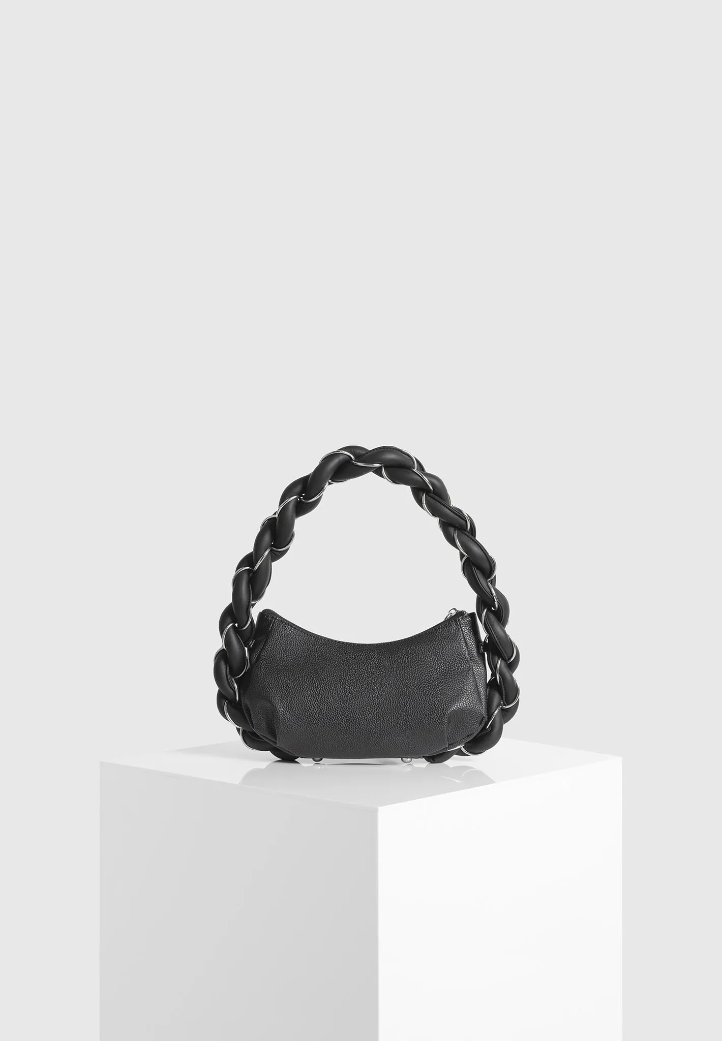 Chain Plaited Rope Handbag - Black