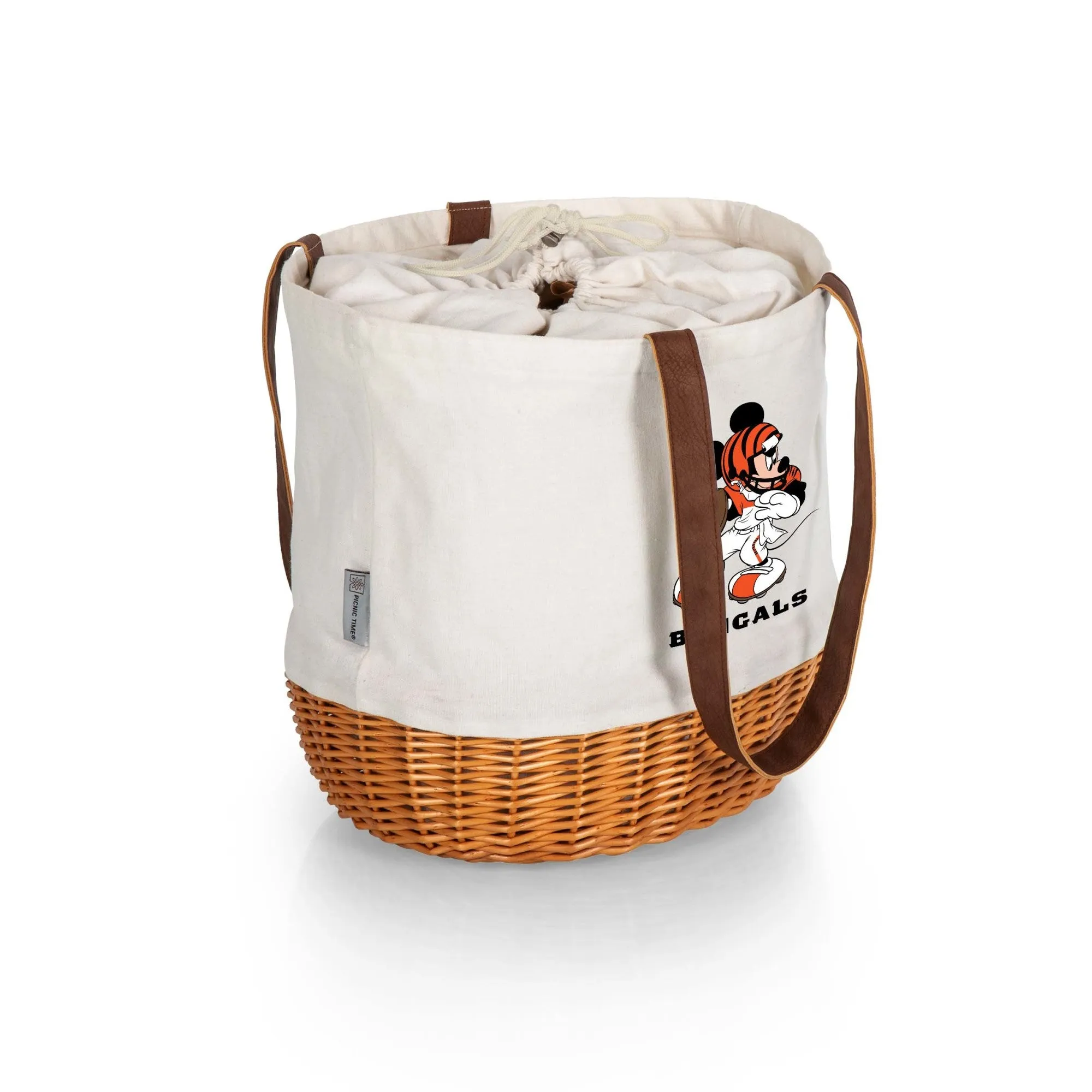 Cincinnati Bengals Mickey Mouse - Coronado Canvas and Willow Basket Tote