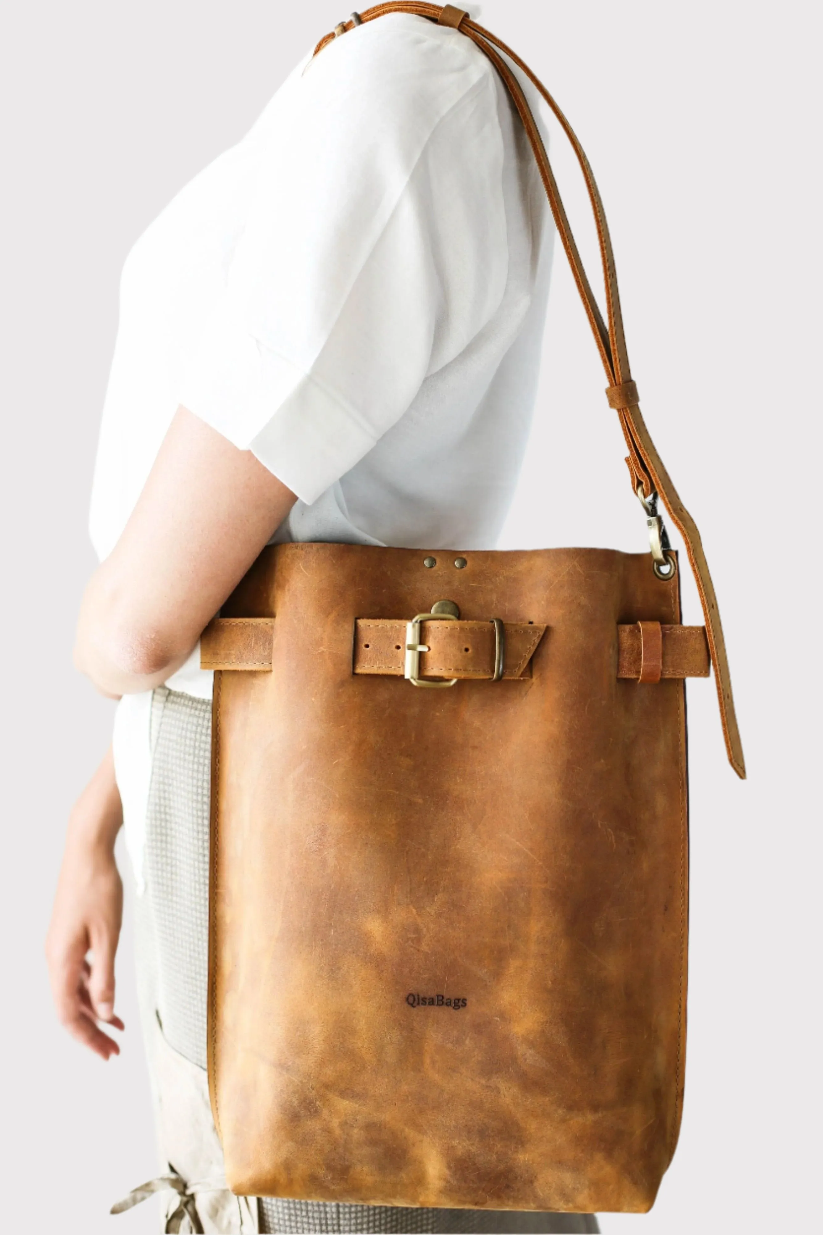 Coffee Brown Large Leather Backpack