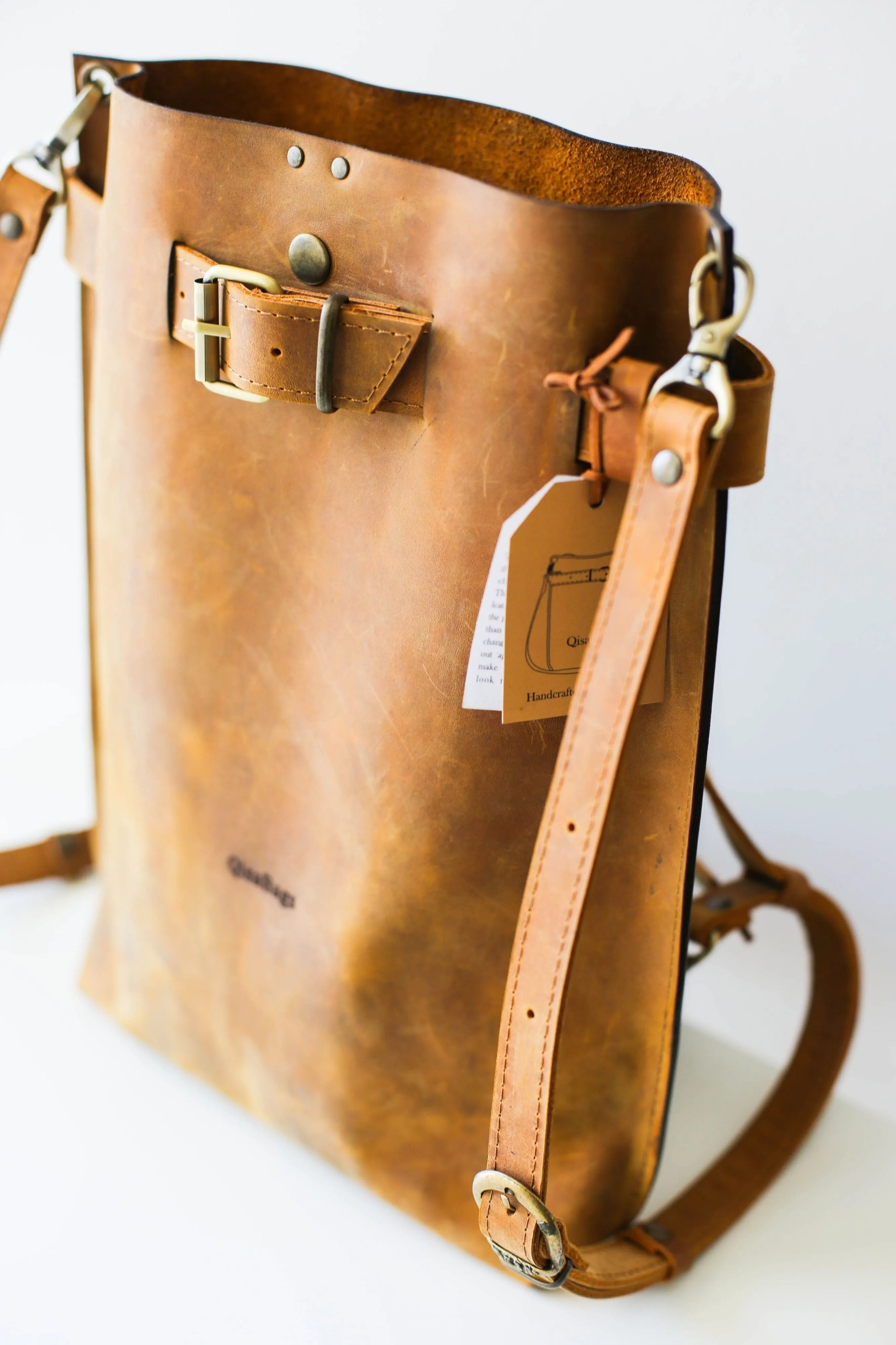 Coffee Brown Large Leather Backpack