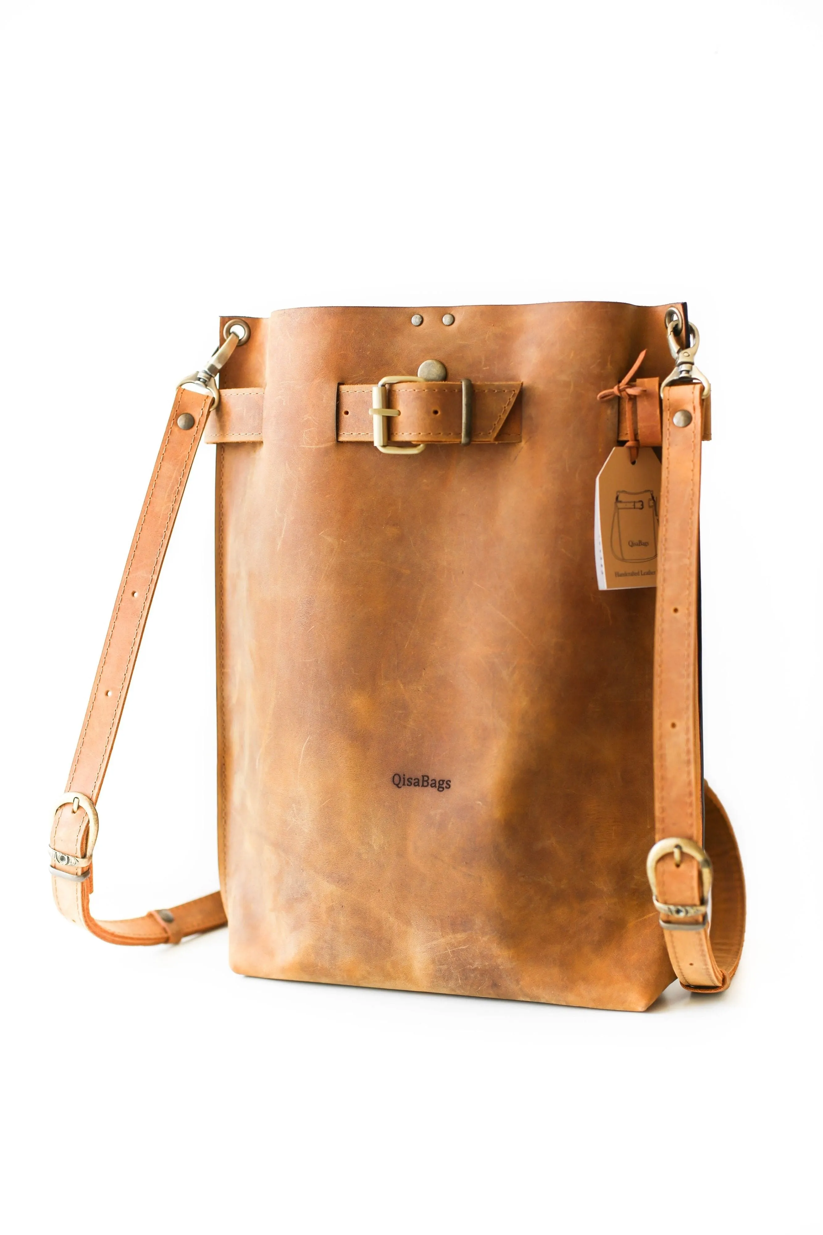 Coffee Brown Large Leather Backpack