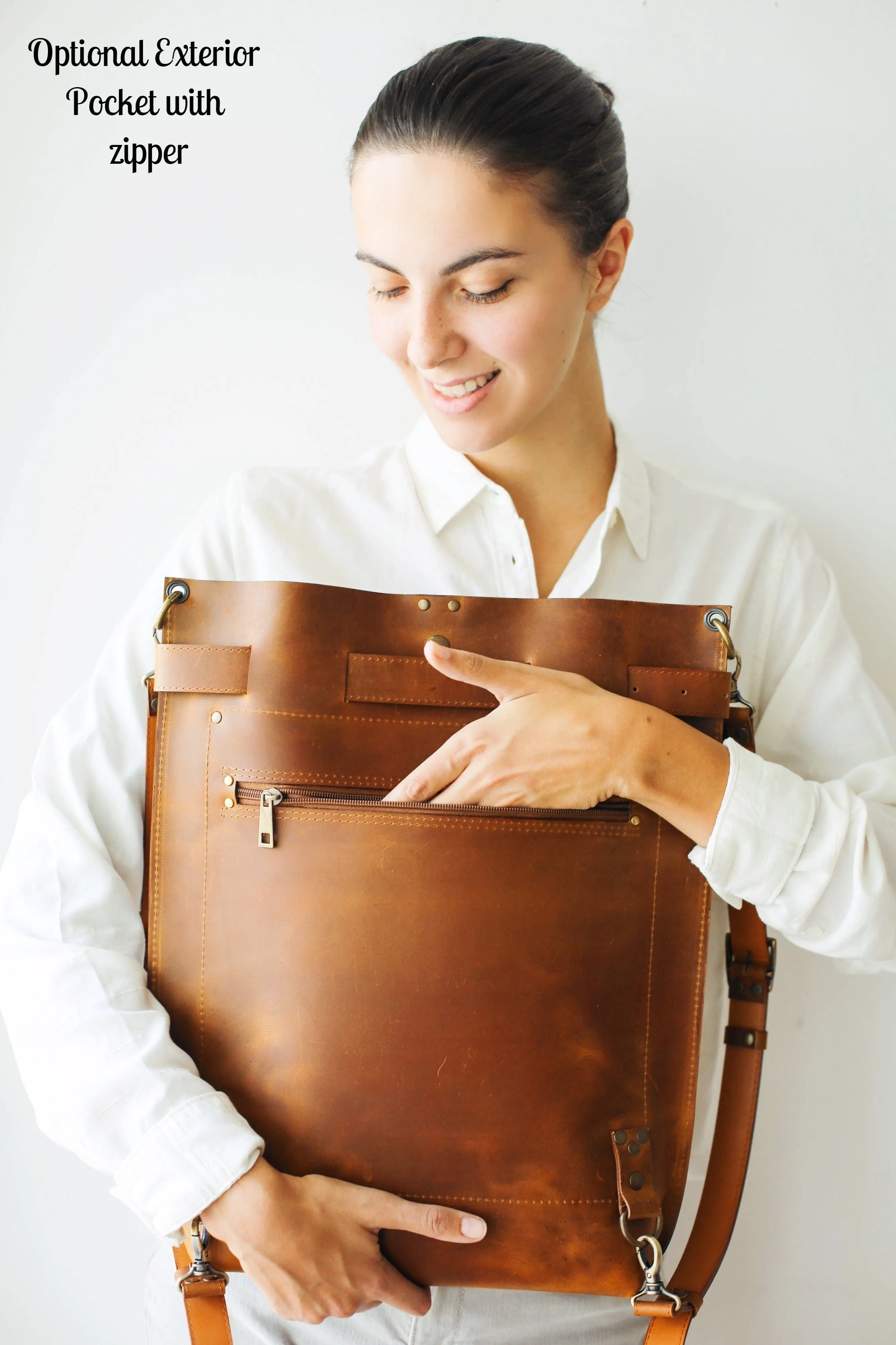 Coffee Brown Large Leather Backpack