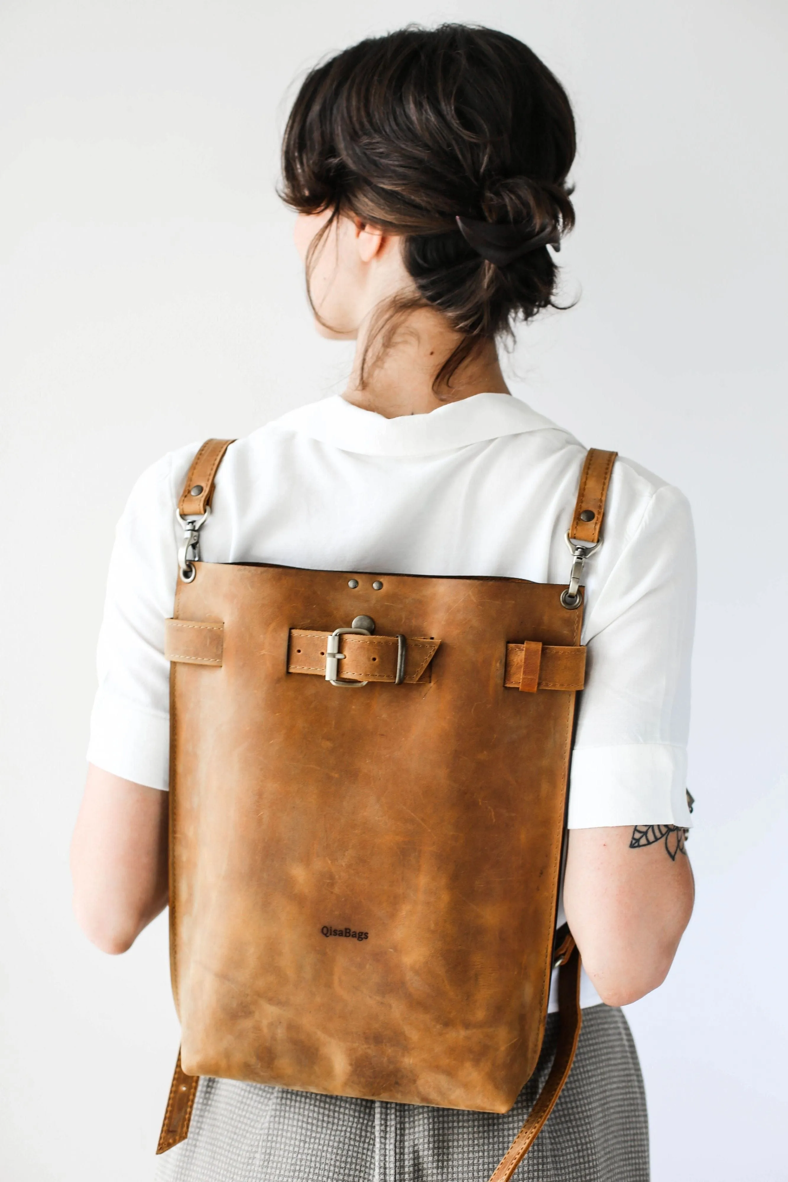 Coffee Brown Large Leather Backpack