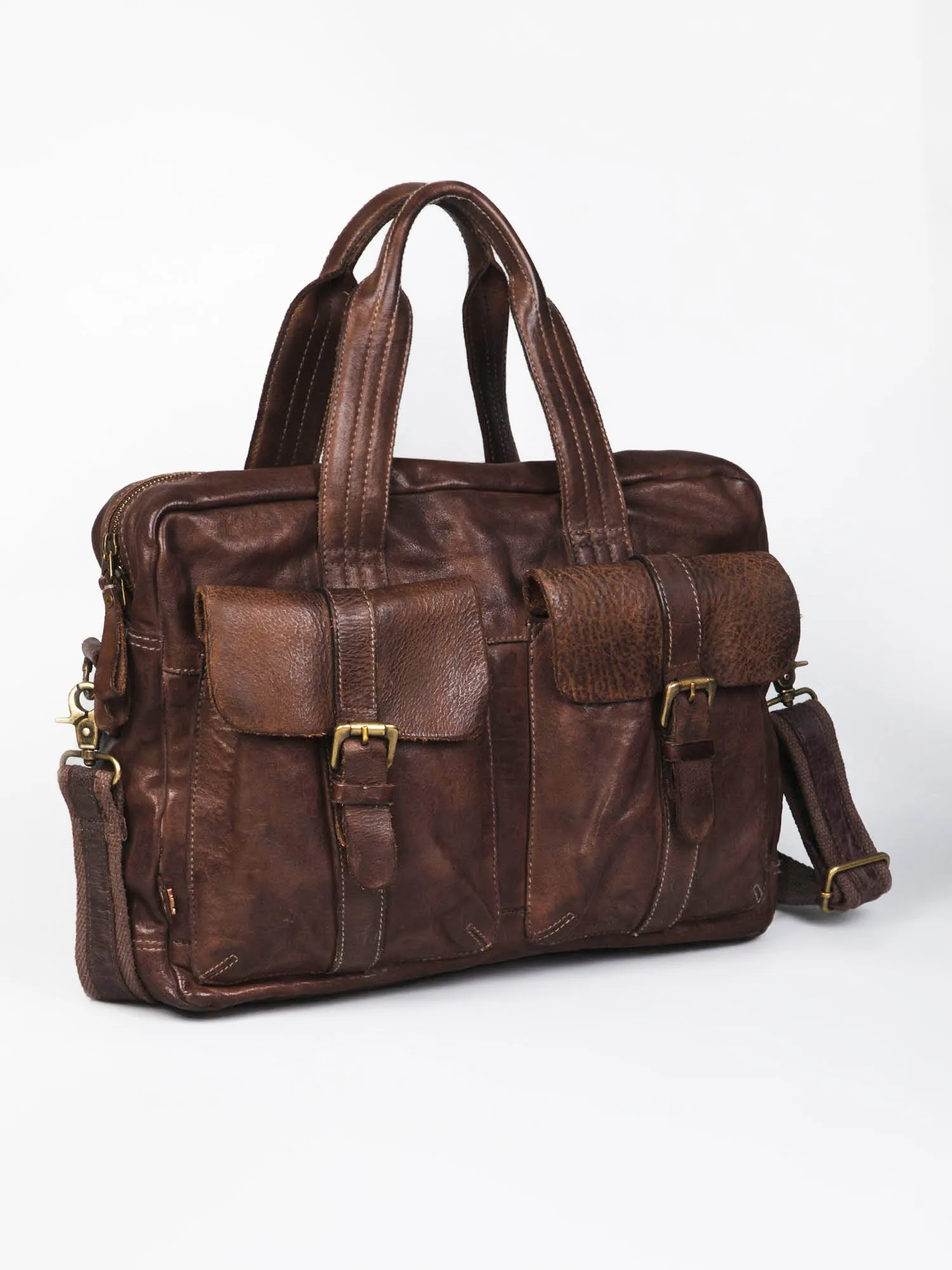 Cognac Vintage Leather Laptop Bag For Men & Women By Art N Vintage