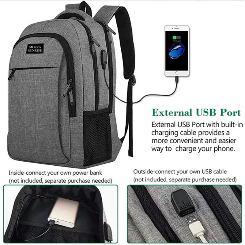 Computer Laptop Backpack Large Capacity Waterproof  USB Charging Backpack For Outdoor Travel