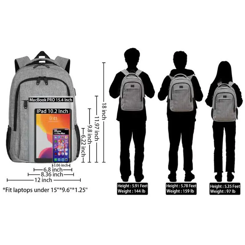 Computer Laptop Backpack Large Capacity Waterproof  USB Charging Backpack For Outdoor Travel